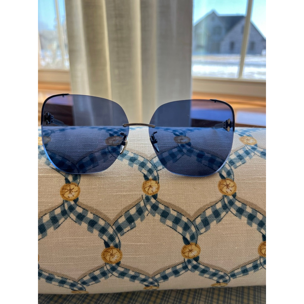New Isabel Marant Blue Silver Rimless Sunglasses -Flaw